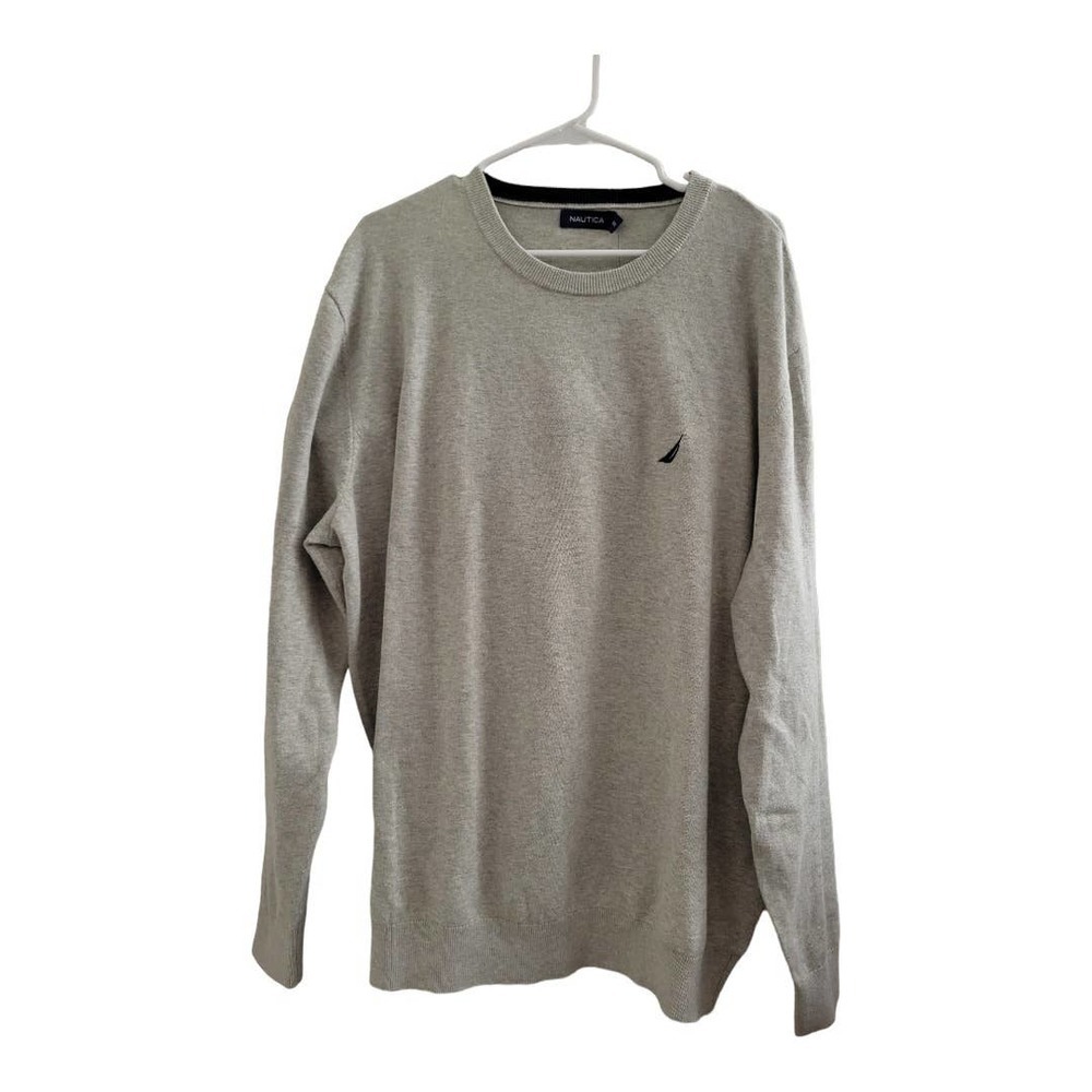 NEW Men's Nautica Solid Gray Sweater with Ribbed Collar (Size XXL) - Picture 1 of 6